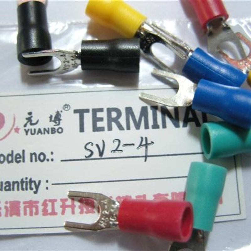 SV2-4 叉形绝缘端子/1000只/包/叉形接线端子 紫铜国标 0.8MM