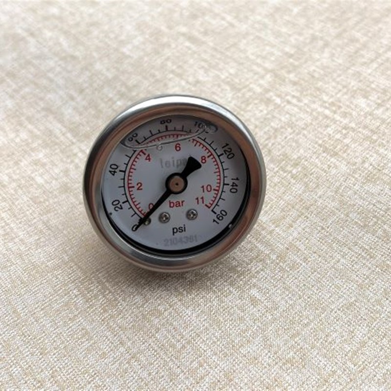 40mm 轴向无边耐震压力表 yn-40z 0-11bar/0~160psi 背接口Z1/8