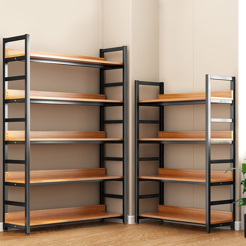 置物架多层收纳架货架家用书架落地展示架简易钢木储物架子收纳架
