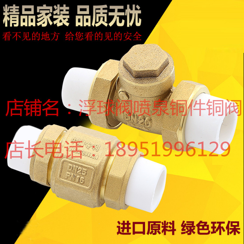 双热熔活接单向卧式逆止PPR黄铜止回阀自来水管4分6分1寸20 25 32