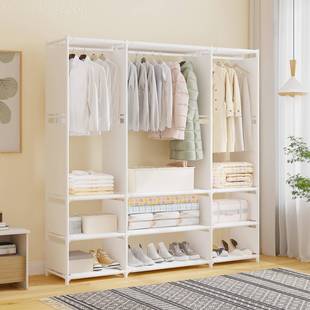 简易帽架16130多功加能收纳架衣服架衣家用卧衣室粗衣柜落地防尘