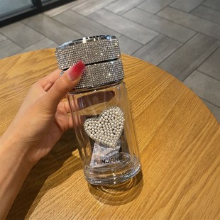 高颜值清新可爱茶E水泡茶杯网红水杯茶水分离 双层玻璃杯女可携式