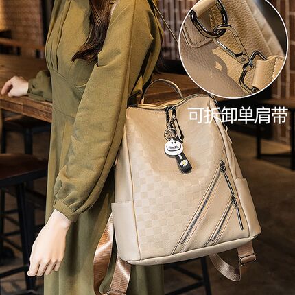双肩包女高级感包包通勤2u023新款女皮质大容量电脑背包女士双肩
