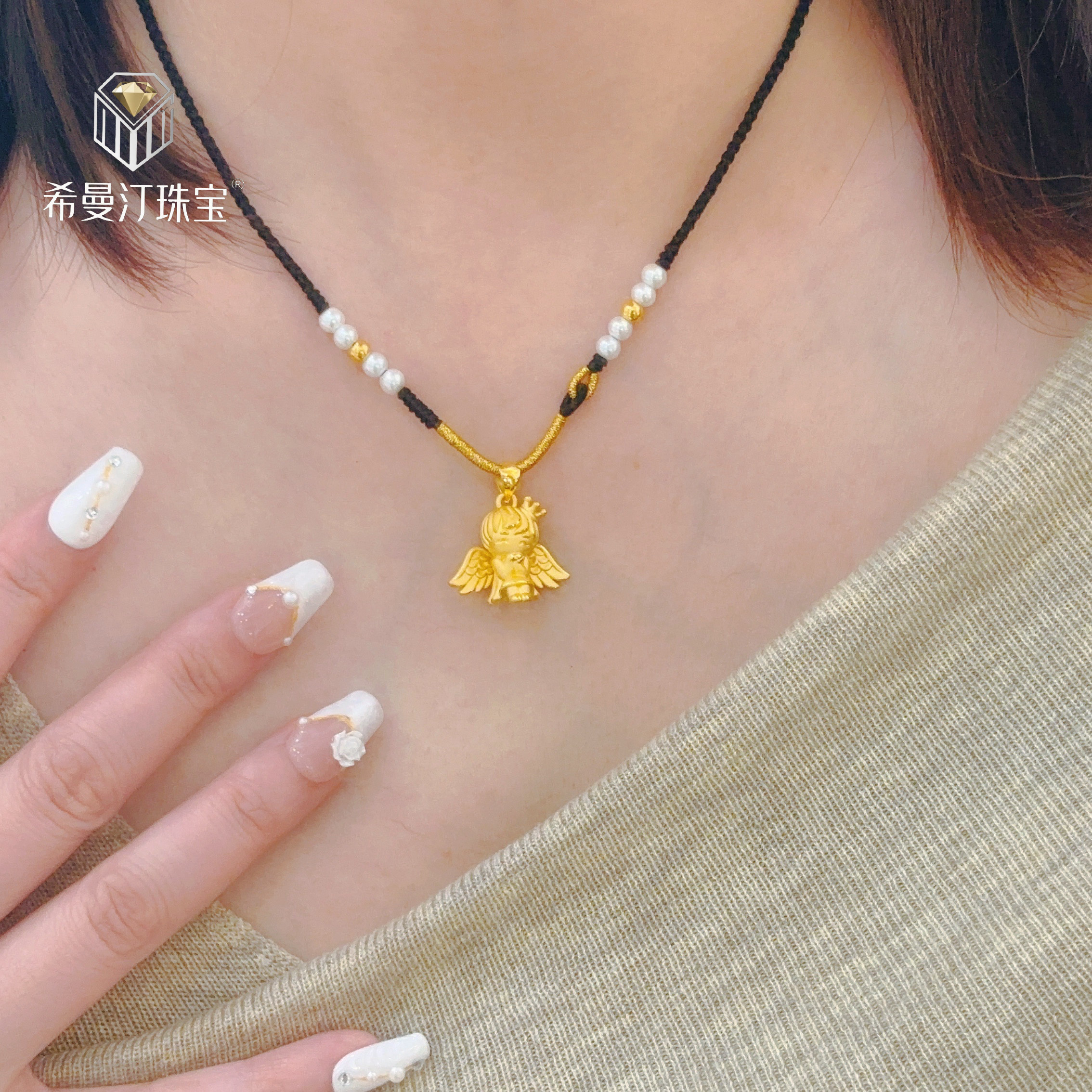 希曼汀黄金天使吊坠女足金999小福星宝宝挂坠纯金项链情人节礼物,黄金,小克重定价黄金吊坠,淘宝优惠券,粉丝福利购,淘宝优惠卷