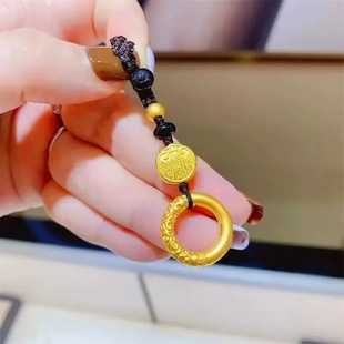 足金999平安扣挂坠系列礼物五路财神黄金车钥匙挂件手机挂送对象