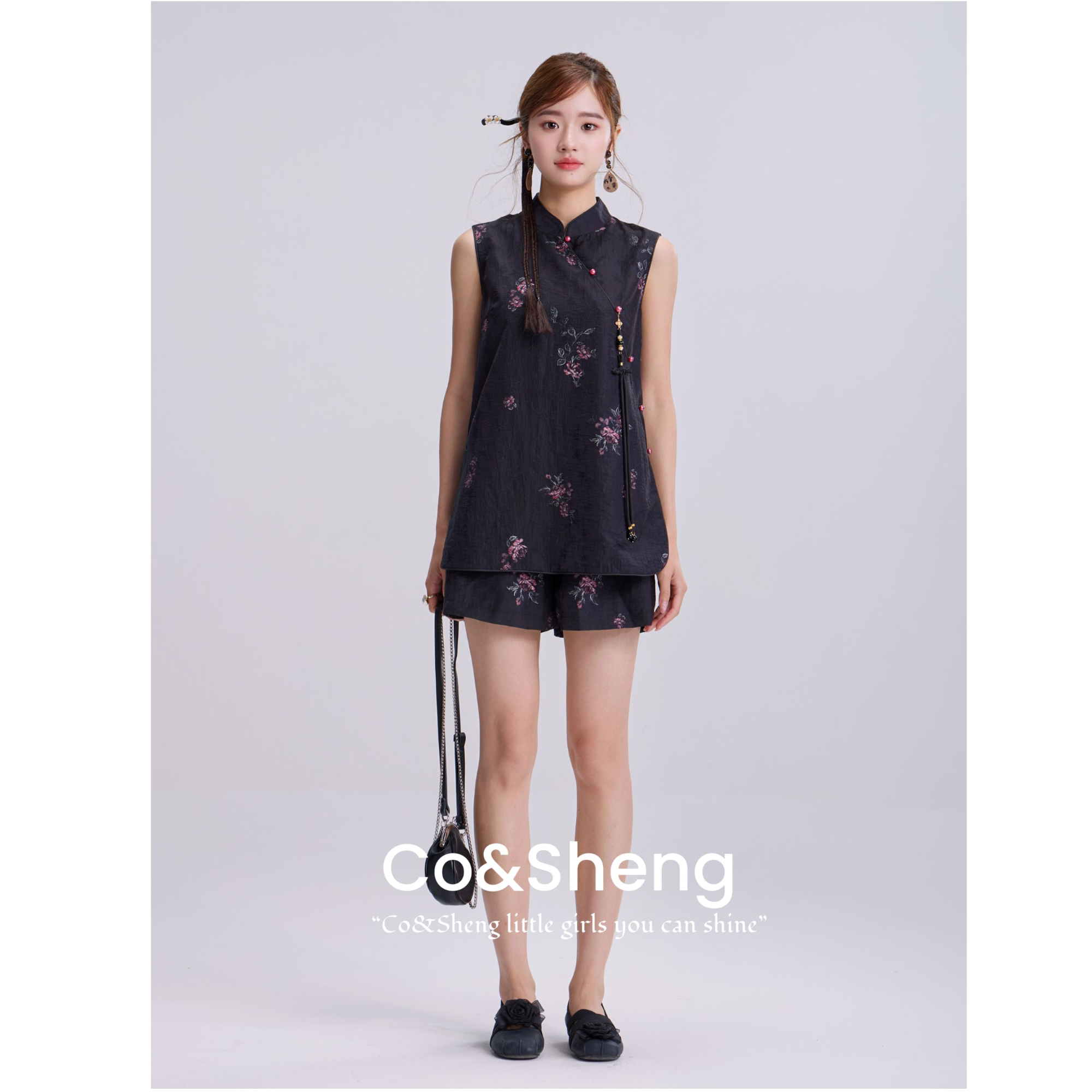 紫烟云/重生小个子短款旗袍连衣裙短裙新中式套装古典端庄气质