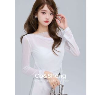 晨露/重生150小个子春季新品打底女上衣网纱长袖百搭时尚性感