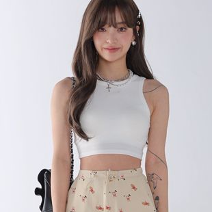 CO&SHENG小个子定制背心胸垫罩杯一体螺纹修身甜辣吊带背心辣妹装