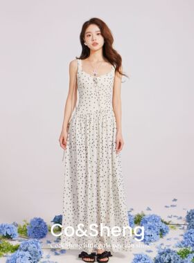 Breeze/COSHENG小个子夏季吊带连衣裙印花女欧若风气质波点碎花