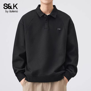 Baleno班尼路Polo衫长袖男款秋冬加绒宽松翻领t恤上衣服男士卫衣