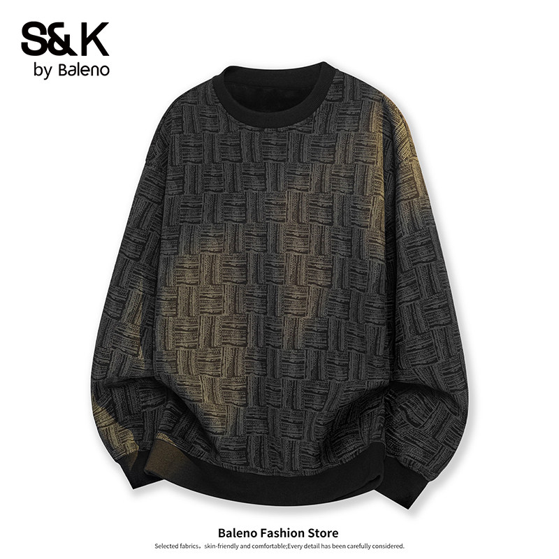 班尼路复古格纹套头圆领卫衣男秋冬季加绒保暖上衣服男士休闲长袖,男装,卫衣,淘宝优惠券,粉丝福利购,淘宝优惠卷