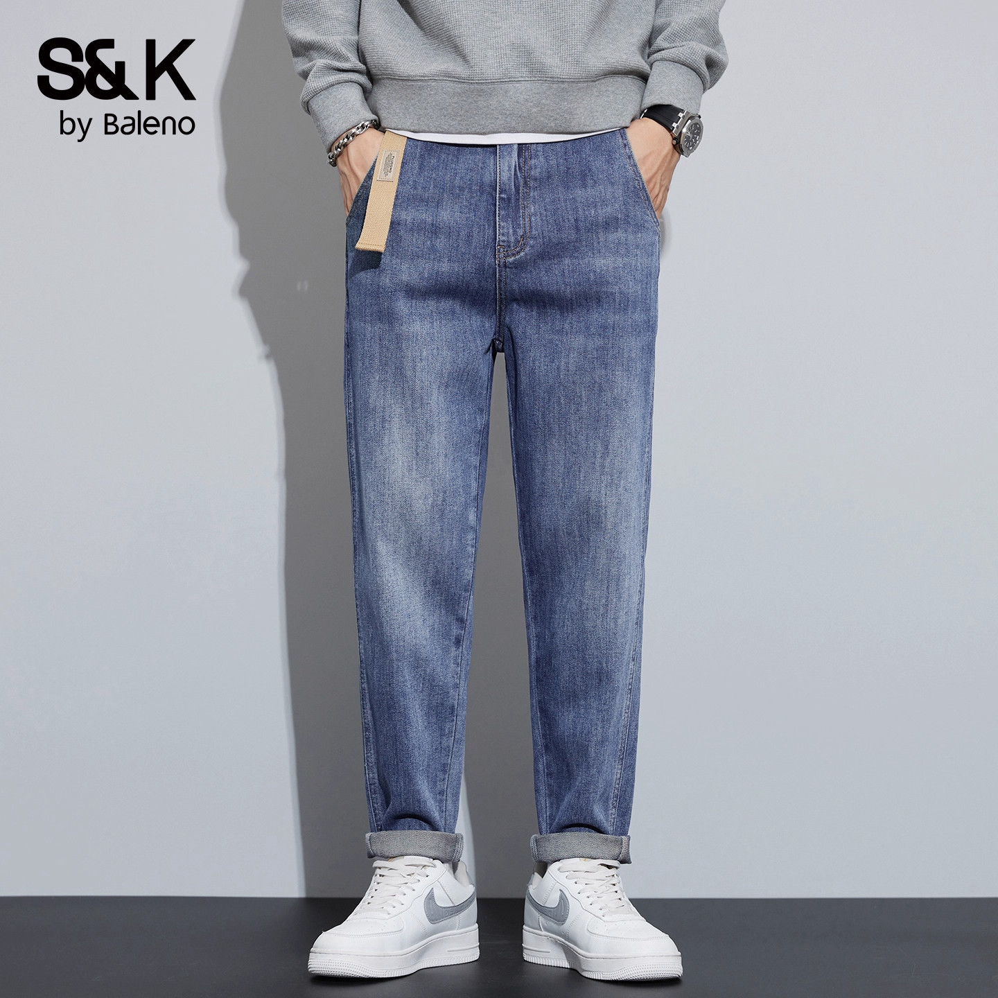 班尼路SK秋冬加厚牛仔裤男士2025新款宽松直筒水洗休闲加绒裤子男,男装,牛仔裤,淘宝优惠券,粉丝福利购,淘宝优惠卷