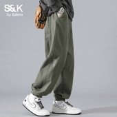 男士 秋冬新款 加绒保暖宽松束脚工装 Baleno班尼路纯棉休闲裤 裤 子男