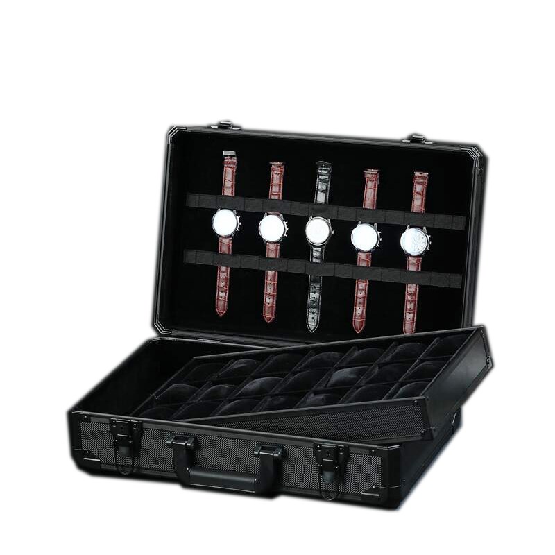 新款21位多功能腕表收纳展示B手提箱活动式手表托盘轻巧铝合金