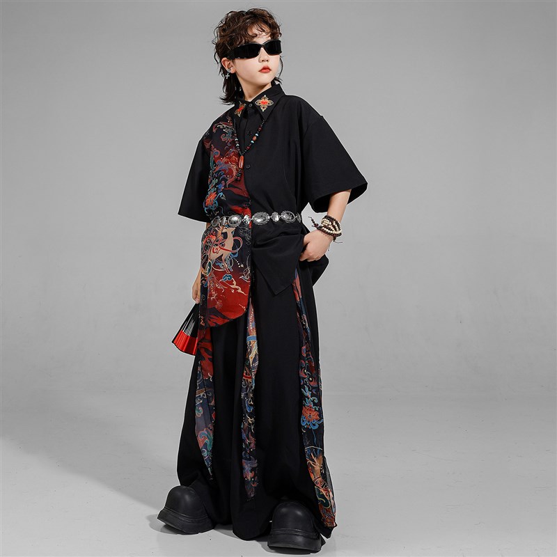 儿童国潮街舞服装男女孩子中国风zhiphop舞蹈表演服少儿走秀潮服