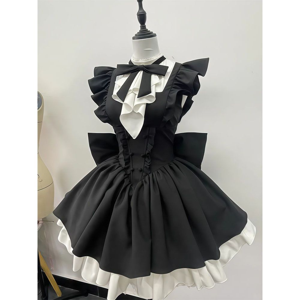 【黑蝶绮梦】优雅公主doll感连衣裙 大蝴蝶结+飞袖设计Lolita裙