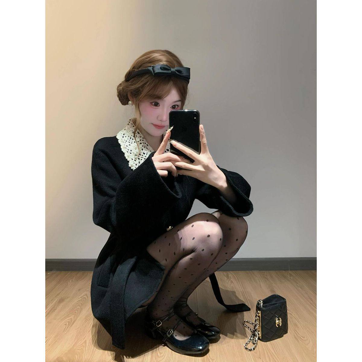 闲适黑域新款韩系慵懒风毛呢外套女冬季学院风小个子黑色呢子上衣,女装/女士精品,毛呢外套,淘宝优惠券,粉丝福利购,淘宝优惠卷