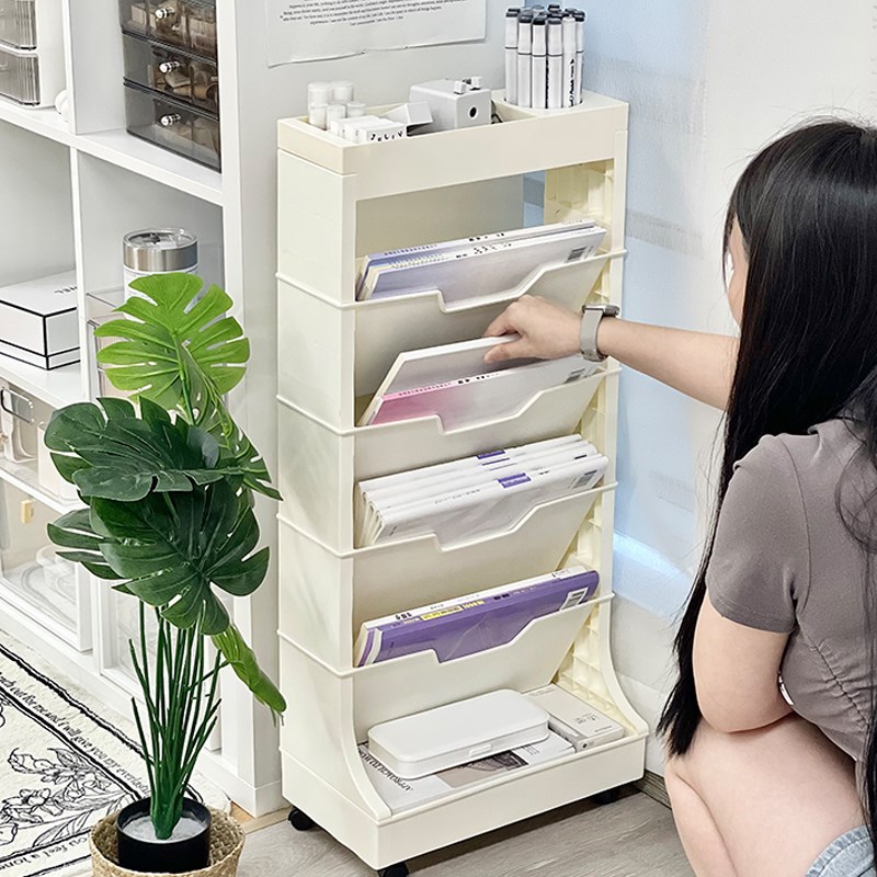 书本杂志收纳架办公室报纸小推车学生书桌旁宿舍书架文具置物架子