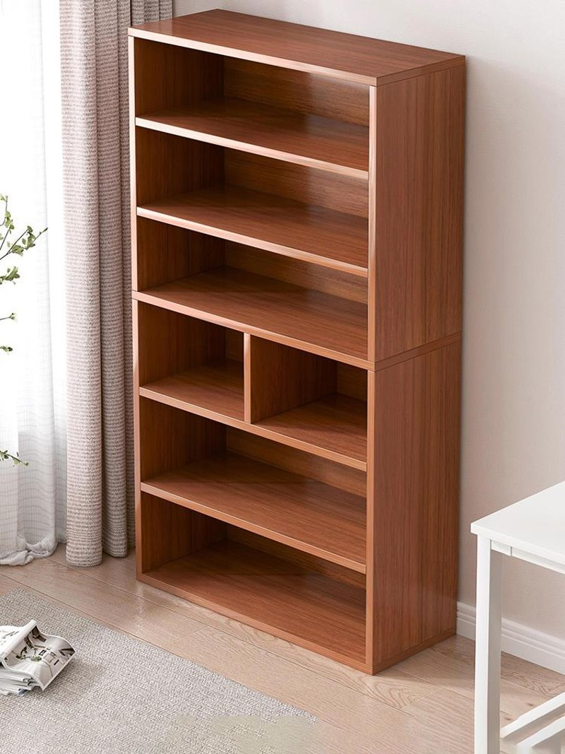 实木色书柜置物柜客厅收纳柜一体带门简易小柜子储物柜书架展示柜