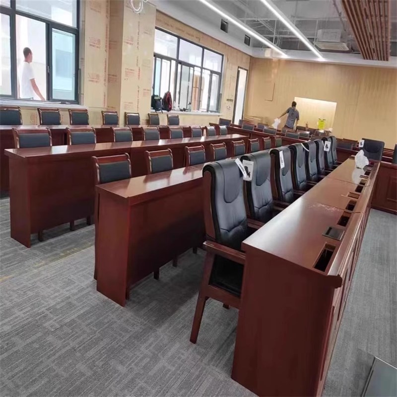 会议桌长桌大小型报告厅实木领导桌培训I桌礼堂条形桌红色会议桌