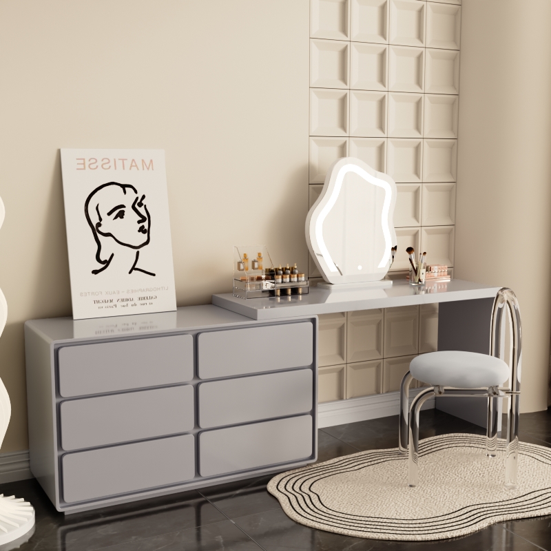 极简梳妆台实木现代简约卧室高级感小户型收纳斗柜一体轻奢化妆桌
