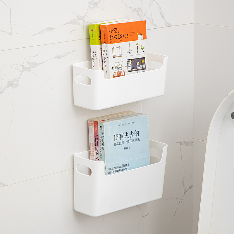 免打孔壁挂式悬空书本置物架床头墙上放书架收纳盒厕所化妆室书架