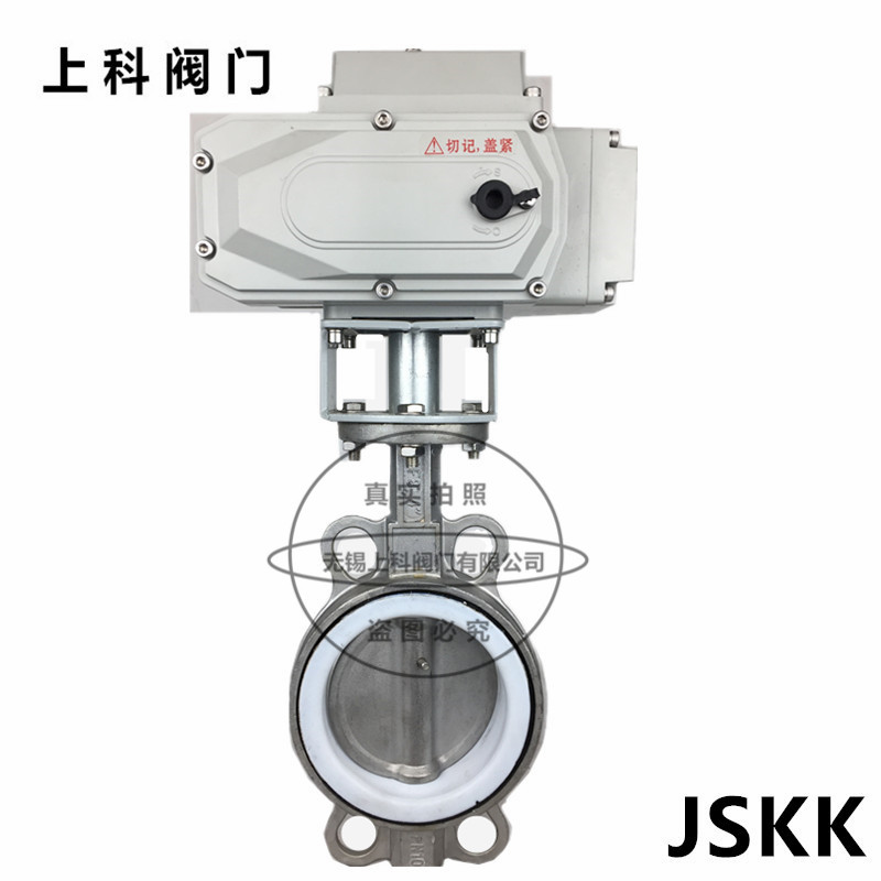 电动蝶阀全304不锈钢阀门四氟蝶阀D971F-16P电动对夹式蝶阀DN25