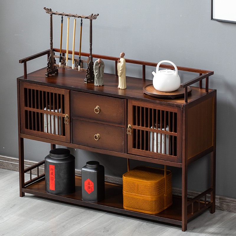 小茶柜茶水柜茶台桌茶边柜置物架实木办公室储物收纳柜矮茶叶柜子