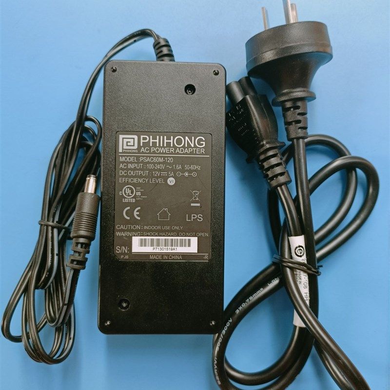 原装PHIHONG飞宏12V5A电源适配器PSAC60M-120供应器插头5.5*2.1MM