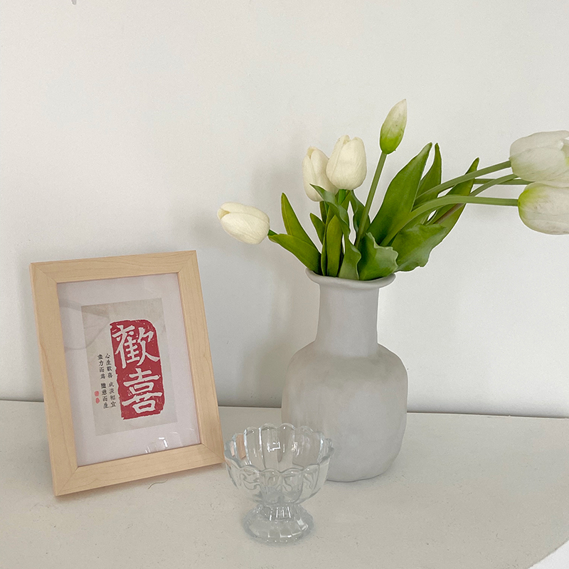 7寸中式摆件相框摆台木质装饰复古文字美好的祝愿桌面装饰送画芯