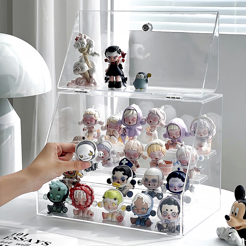 盲盒收纳展示架大容量防尘泡泡玛特手办箱透明亚克力乐高立牌娃柜