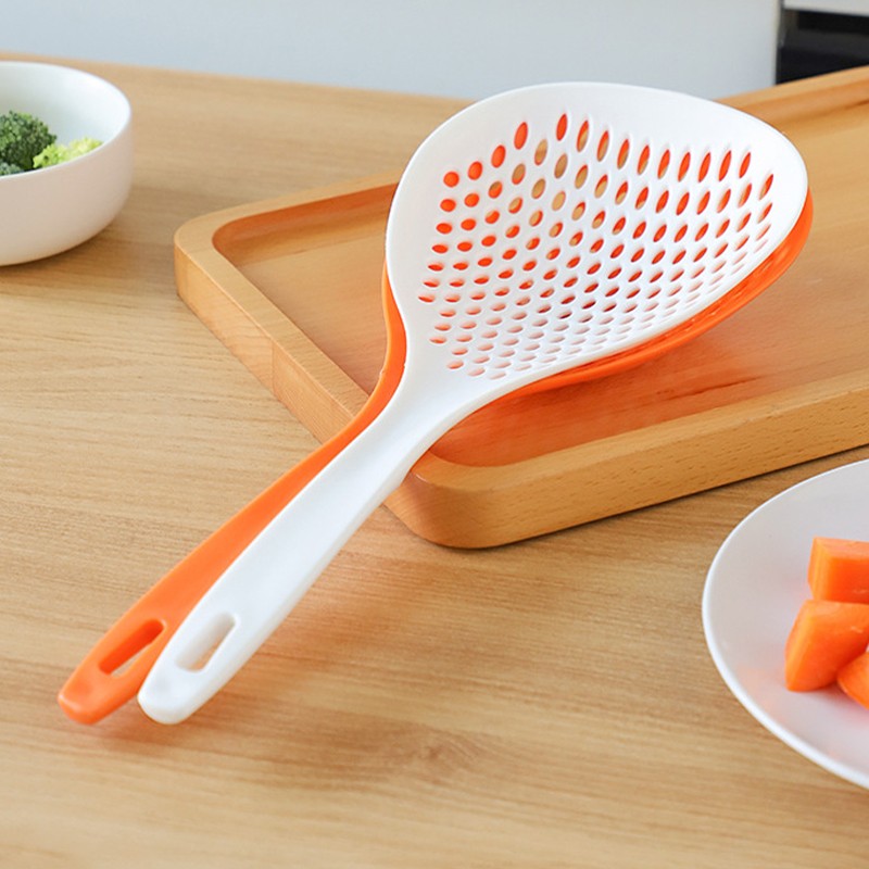 日式大漏勺耐高温大号捞面勺厨房家用捞饺子网塑料大勺子沥水漏网