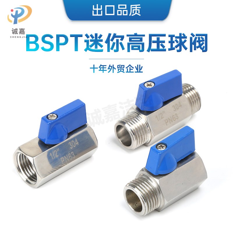 304/316L/BSPT螺纹塑料柄高压微型迷你开关小球阀1/2/3/4/6分1寸