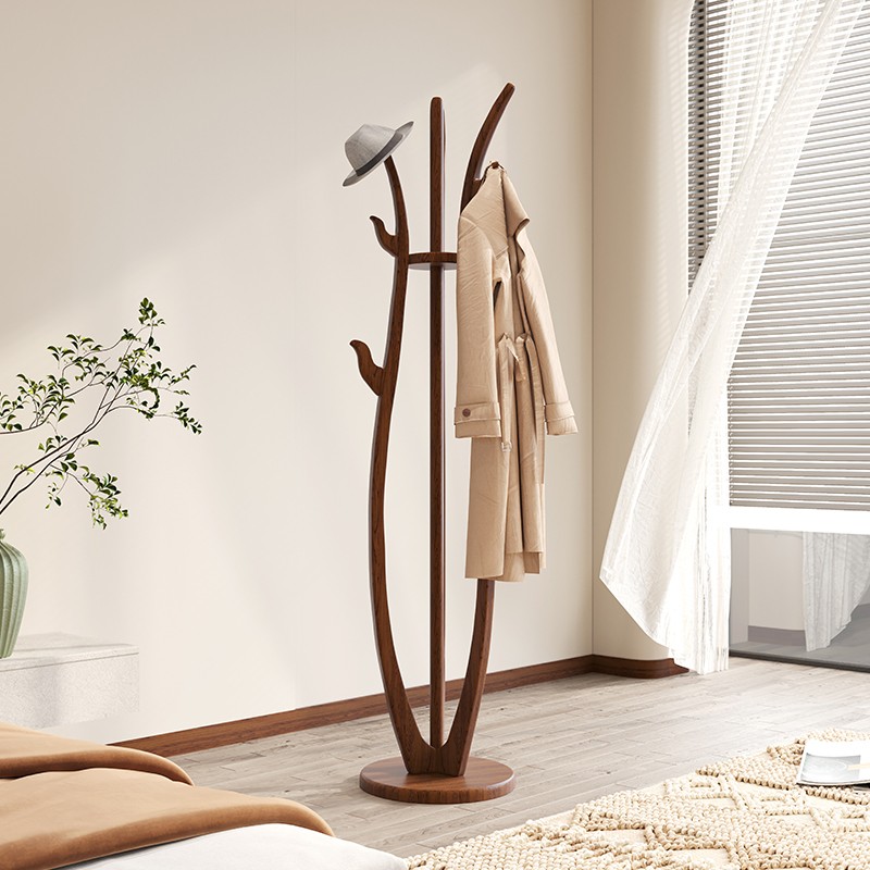 全实木衣架落地卧室家用挂衣架简易房间衣服架子办公室室内衣帽架
