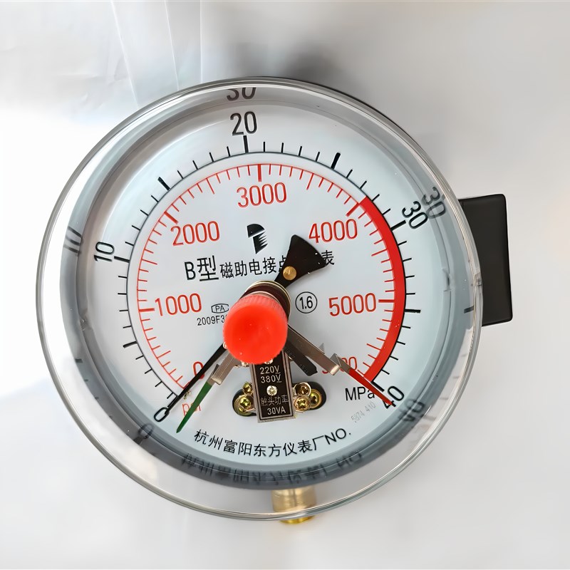 YXC150硫化橡塑机械杭州富阳东方B型电接点压力表0-40/25mpa双红