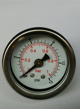 0~15psi 0~1bar 轴向(充油式)不锈钢外壳压力表 直径41~47mm