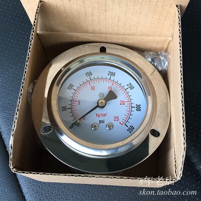 带边不锈钢压力表0-25KG压力表350PSI气压表背部轴式螺纹ZG1/4PT