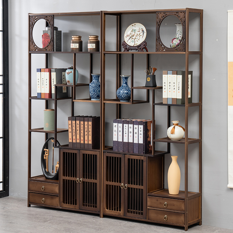 新中式博古架茶架展示架实木客厅隔断多宝阁茶具茶叶茶柜置物架子