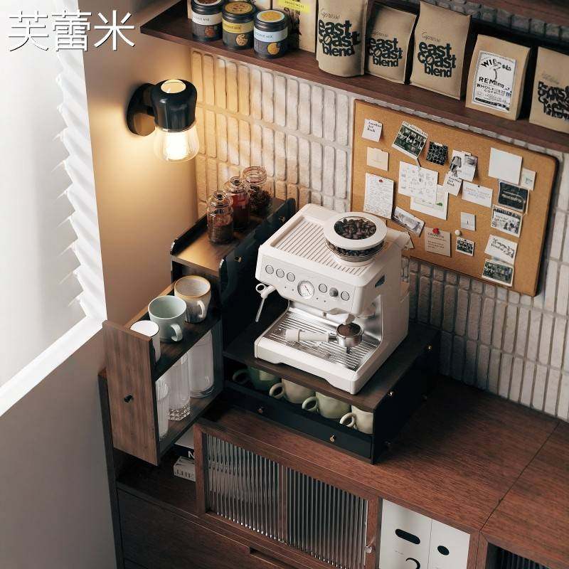芙蕾米台面咖啡机置物架吧咖啡器具摆放台亚克力水杯马克杯防尘杯架收纳床笠拉车
