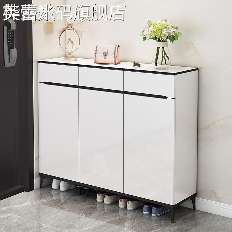 芙蕾米现代简约黑白轻奢入户鞋柜家用门口门外鞋柜阳台收纳储物柜餐边柜摆件垫垫床笠拉车床笠拉车