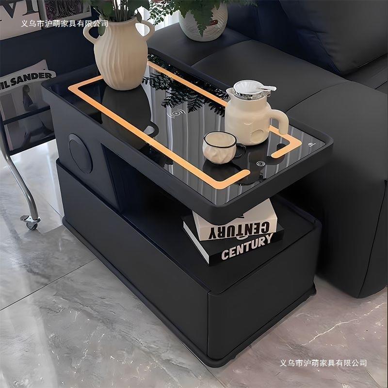 可移动茶几小户型现代简约边柜轻奢客厅意式极简新款沙发边几推车