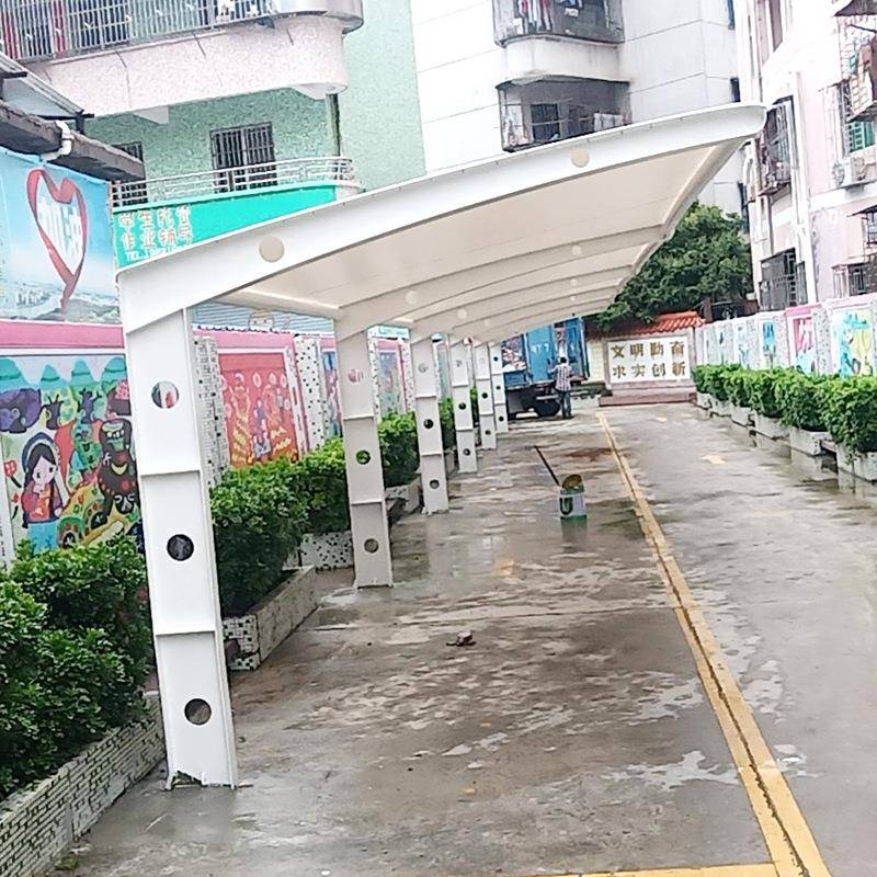 单边5车位停车棚摩托车遮阳雨棚膜结构车棚7字梁遮雨停车棚