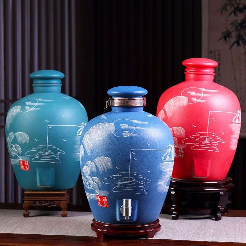 泡酒坛子10斤20斤30斤50斤装景德镇陶瓷仿古酒瓶家用存酒壶酿酒缸