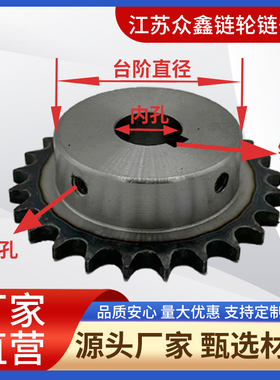 45钢08b成品孔链轮4分10A10-40齿单排台阶台轮工业转动轮定制齿轮