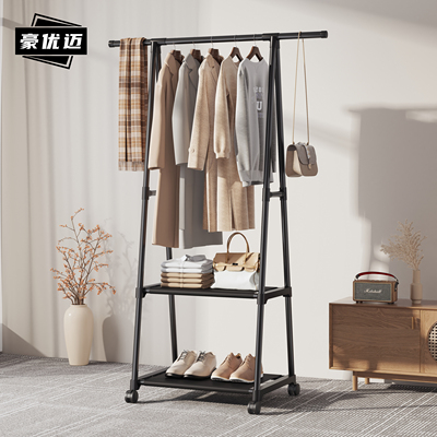 移动落地式衣帽架家用卧室小型收纳层架简约宿舍出租房置地晾衣架