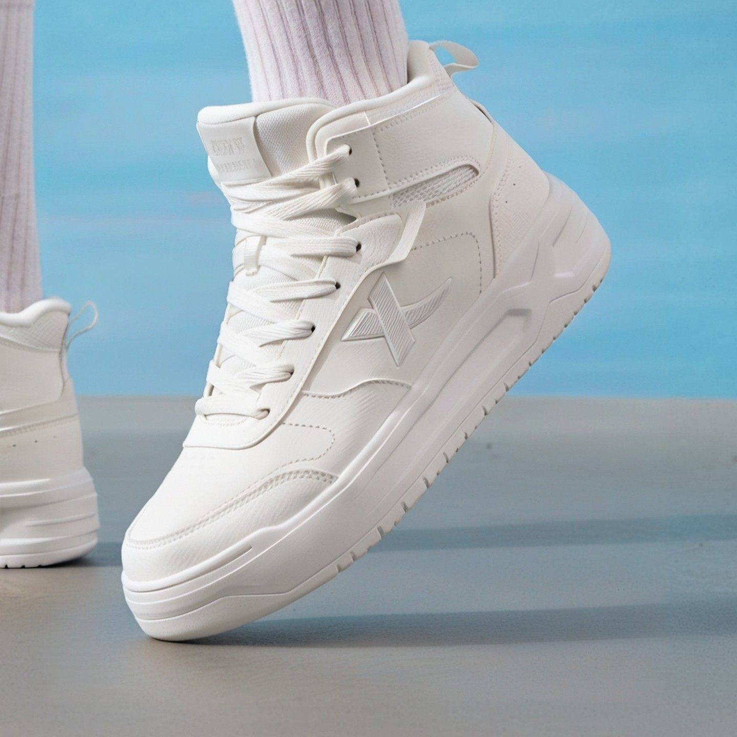 特步新品苜白板鞋高帮棉鞋冬季加绒保暖新款男鞋休闲运动鞋情侣款,运动鞋new,跑步鞋,淘宝优惠券,粉丝福利购,淘宝优惠卷