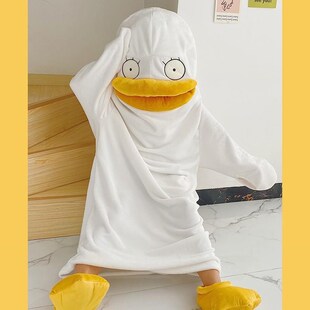 秋冬季连体睡袋可爱冬女银魂伊丽莎白睡衣鸭子搞怪珊瑚绒男睡袍