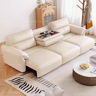 真皮沙发床客厅2026新款小户型多功能折叠两用直排智能电动沙发