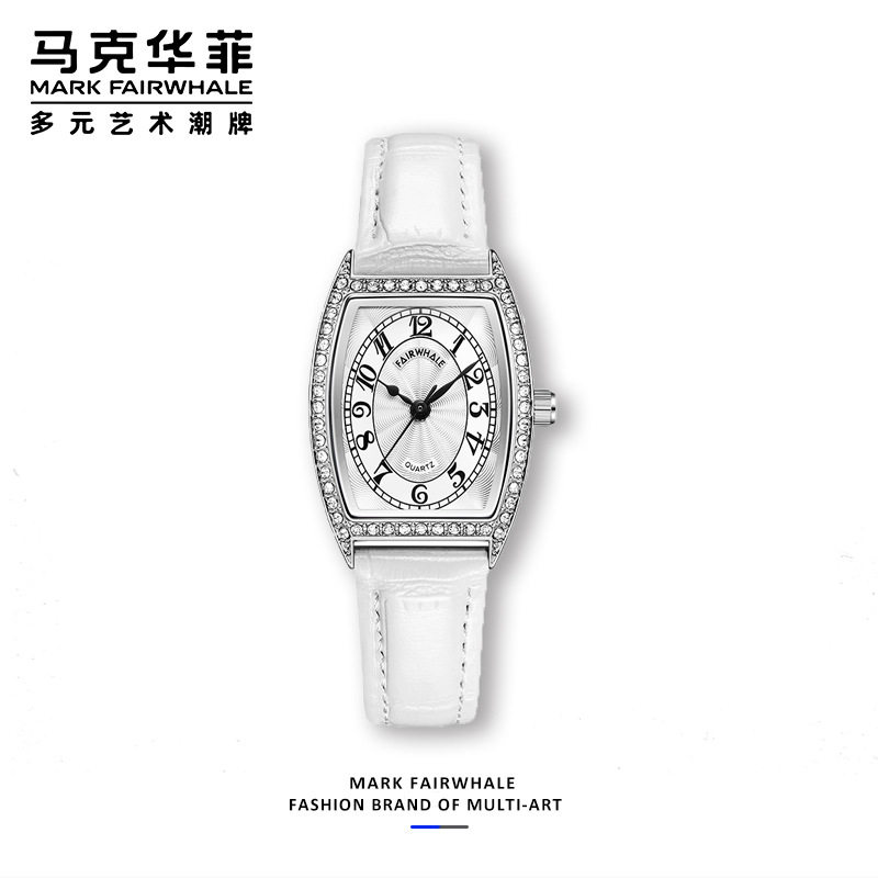 马克华菲品牌潮流手表女士酒桶形时尚镶钻复古石英表定制贴牌打样