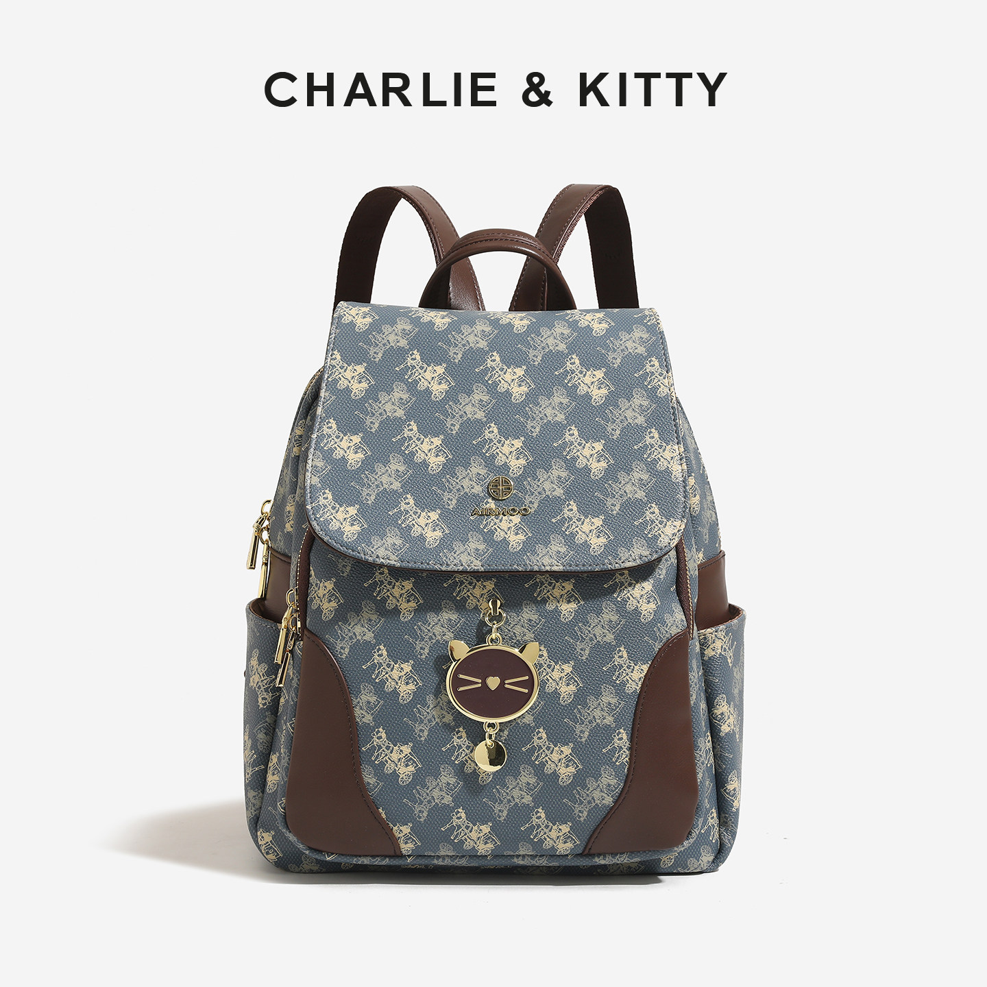 【赵露思同款】CHARLIE&KITTY双肩背包时尚印花翻盖书包休闲背包